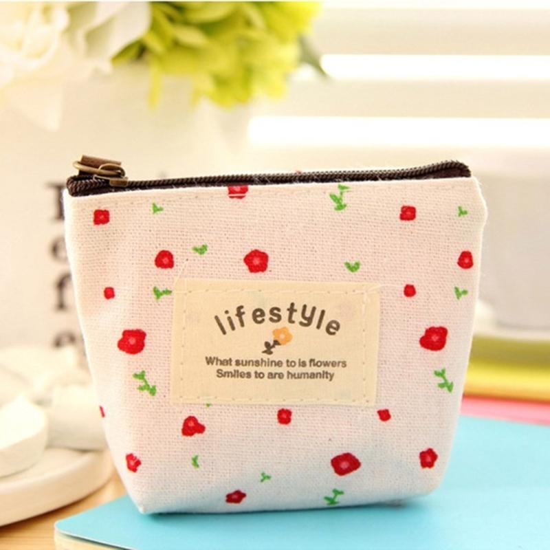 Practical Headset Holder Wallet Flower Printed Coin Purse Women's Fabric Purse Coin Bag with Convenient Fastening