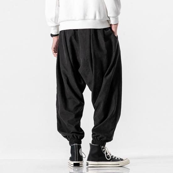 Mid-Rise Elastic Waistband Drawstring Pockets Solid Color Men Bloomers Spring Autumn Thin Style Hip Hop Trousers Streetwear