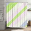 Modern Bath Shower Curtain Set: Soft Pastel Green Pink Striped Waterproof Fabric Decorative Bathroom Closures Blue Color Availab