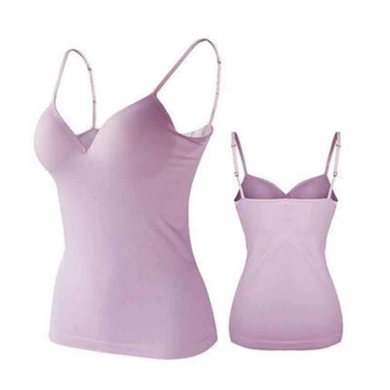 Plus-Size Women's Backless V-Neck Modal Camisole with Built-in Bra for Yoga