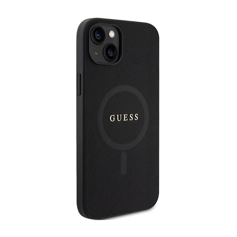 Guess Saffiano Magsafe - Etui Iphone 15 Plus (Czarny)
