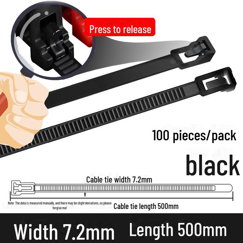 Reusable Nylon Cable Tie with Square Head, Black & White