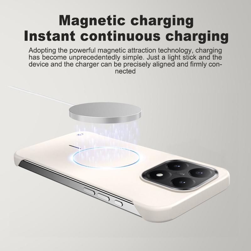 For Magsafe Frameless Magnetic Wireless Charging Phone Case For Xiaomi 15T Pro Xiaomi15TPro 5G Slim Hard Back Cover