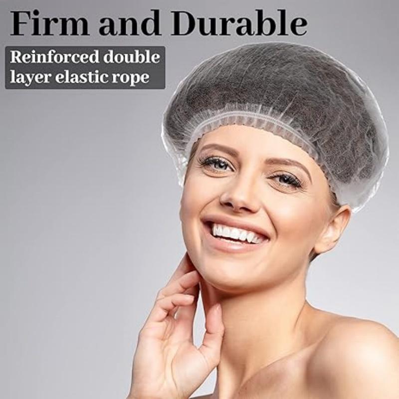 100PCS Disposable Bouffant Caps Stretch Net Hair Head Covers Non Woven Fabric Dust Strip Hats Cooking Kitchen Bathroom Supplies