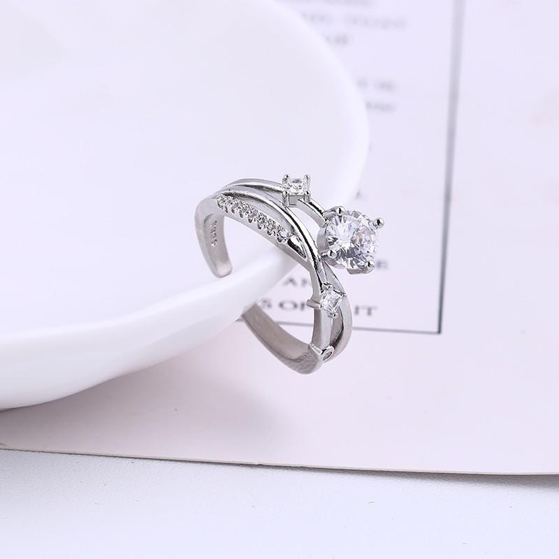 Exquisite Cosmic Trajectory Planet Rings For Women Double Layer Luxurious Sparkling Zircon Opening Ring Bride Wedding Jewelry