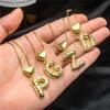 18K Gold-Plated Zircon Necklace with Cross and Colorful Letter Pendants