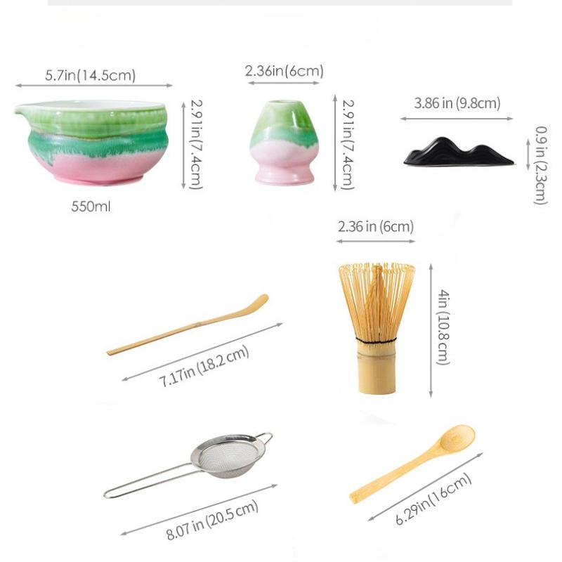 4/8PCS Japanese Matcha Blender Set with Bamboo Whisk Matcha Brush Teaspoon Kiln for Beverage Shop Tea-Making Tools