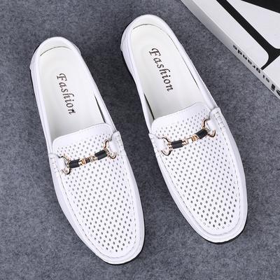 Handmade White Men's Genuine Leather Loafers Wedding Party Men Shoes Luxury Elegant Dress Shoes for Men Breathable Mesh Flats