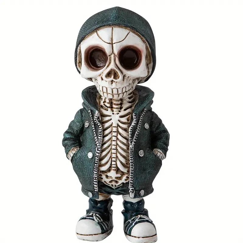 

1pc Cool Skeleton Figures, Skeleton Statue, Collectible Gothic Skull Sculpture Halloween Decoration For Home Office Room Decor