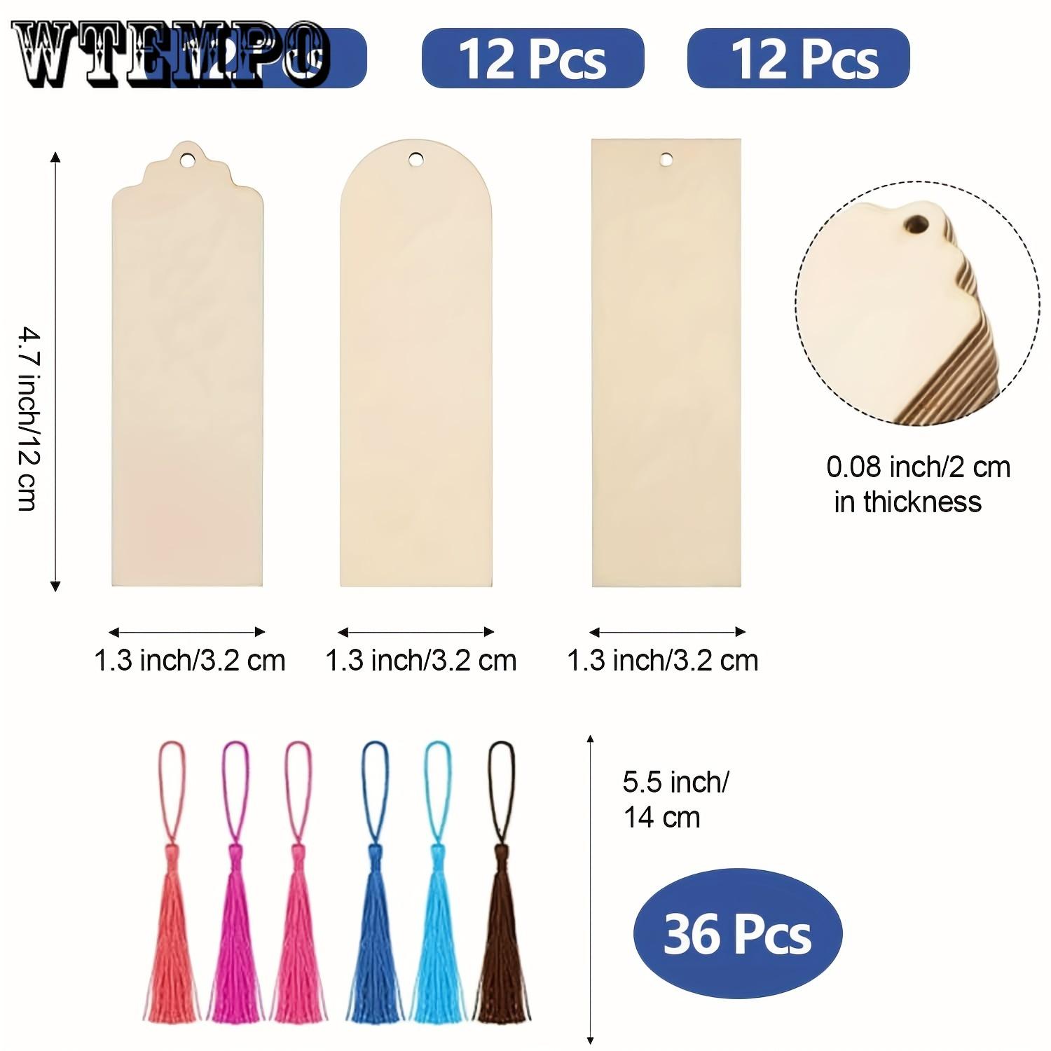 

3 Формы Деревянные Заготовки Закладок, 36 шт. DIY Деревянные Закладки для Творчества Оптом с 36 шт. Кисточками, Неокрашенные Деревянные Подвесные Бирки для Украшения Вечеринки 36pcs