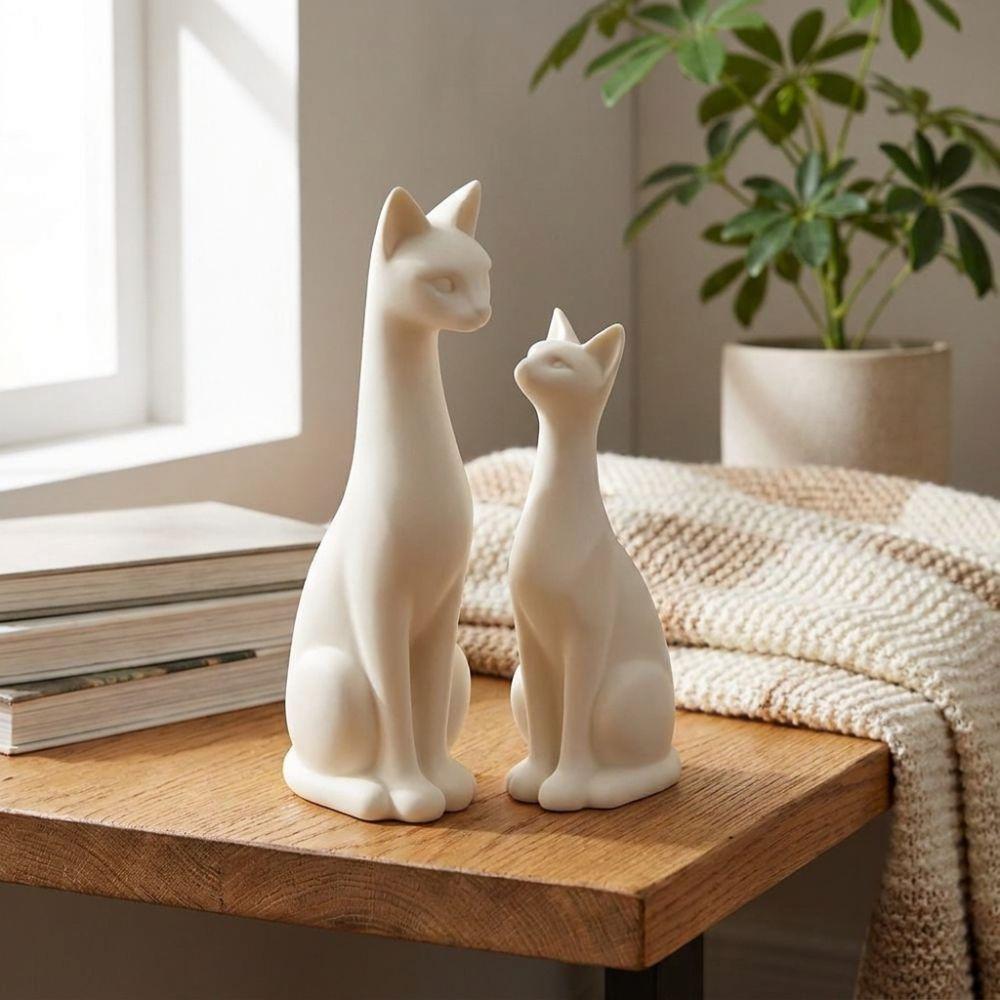 1 Pair Minimalist Minimalist Cat Statue 3D Printed Cat Table Sculpture Office