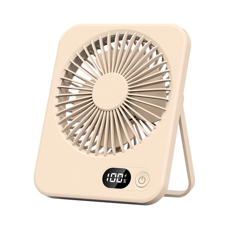 Ultra-Thin Portable Desktop Fan with Digital Display - Silent, Multifunctional, Rechargeable, and Hangable for Students and Offices.