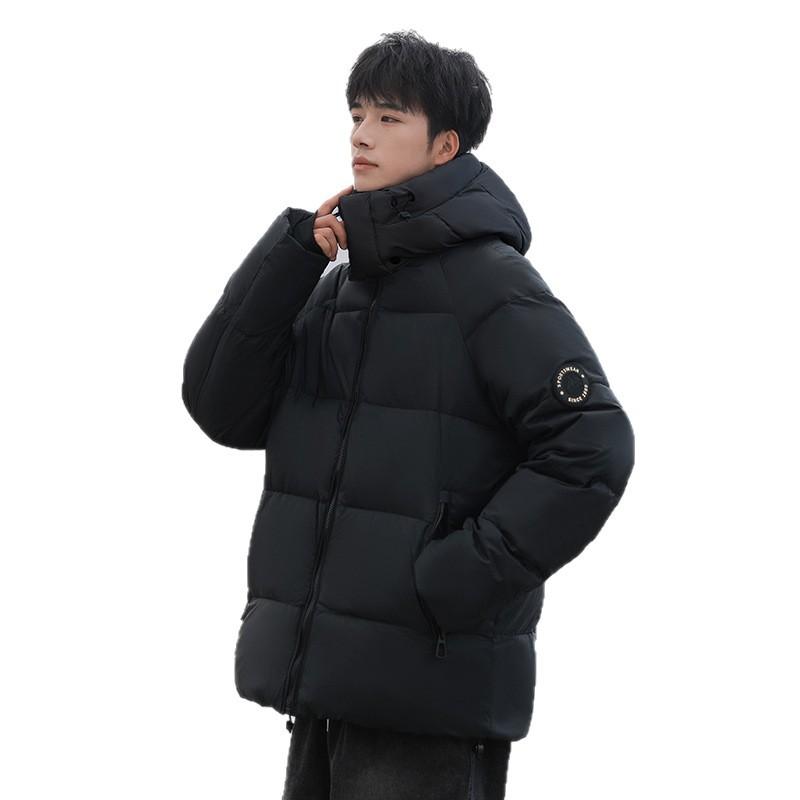 Men's Winter Down Jacket Teen Solid Color Casual Fashion Hooded Warm Men's Thick Bread Jacket