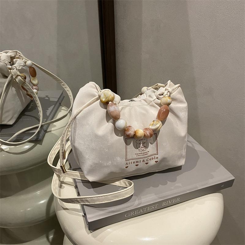 Summer dumpling bag women's new trend versatile fashion beaded handbag casual texture messenger bag