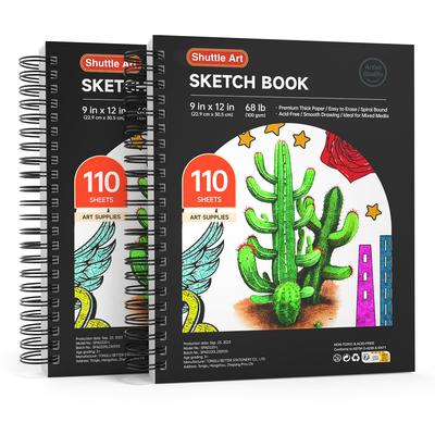 Shuttle Art Sketchbook, 110 Sheets, 2-book Set, Spiral Bound, with Patterns, Drawing Paper, Croquis Book, Sketchbook, Drawing Pad, Doodling Pad, Freeh