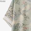 ZANZEA Women Casual Round Neck Short Sleeve Print Blouse