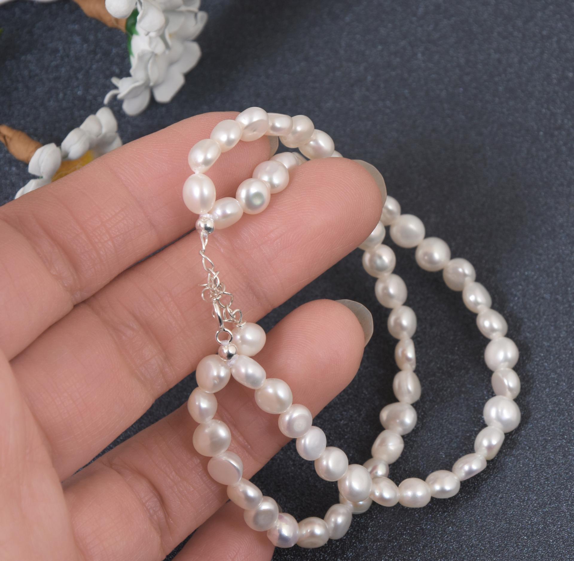 

Браслет в китайском стиле из пресноводного жемчуга, двухслойный, регулируемый 925 Silver белый