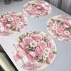 Heat Insulation Floral Birds Table Placemat Anti-slip Coaster Round Dining Mat Coffee Cup Mats Anti-scald Flower Linen Table Mat