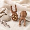 Yousheng Sandalwood Facial Massage Roller with 12 Brass Beads, Y-Shaped Ergonomic Gua Sha Tool for Face Eye Nose Ear Muscle Relaxation Tension Relief