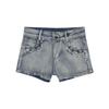 2024 Women's Low-Waist Denim Shorts - Blue Raw Edge, Tight Hip Straight Fit