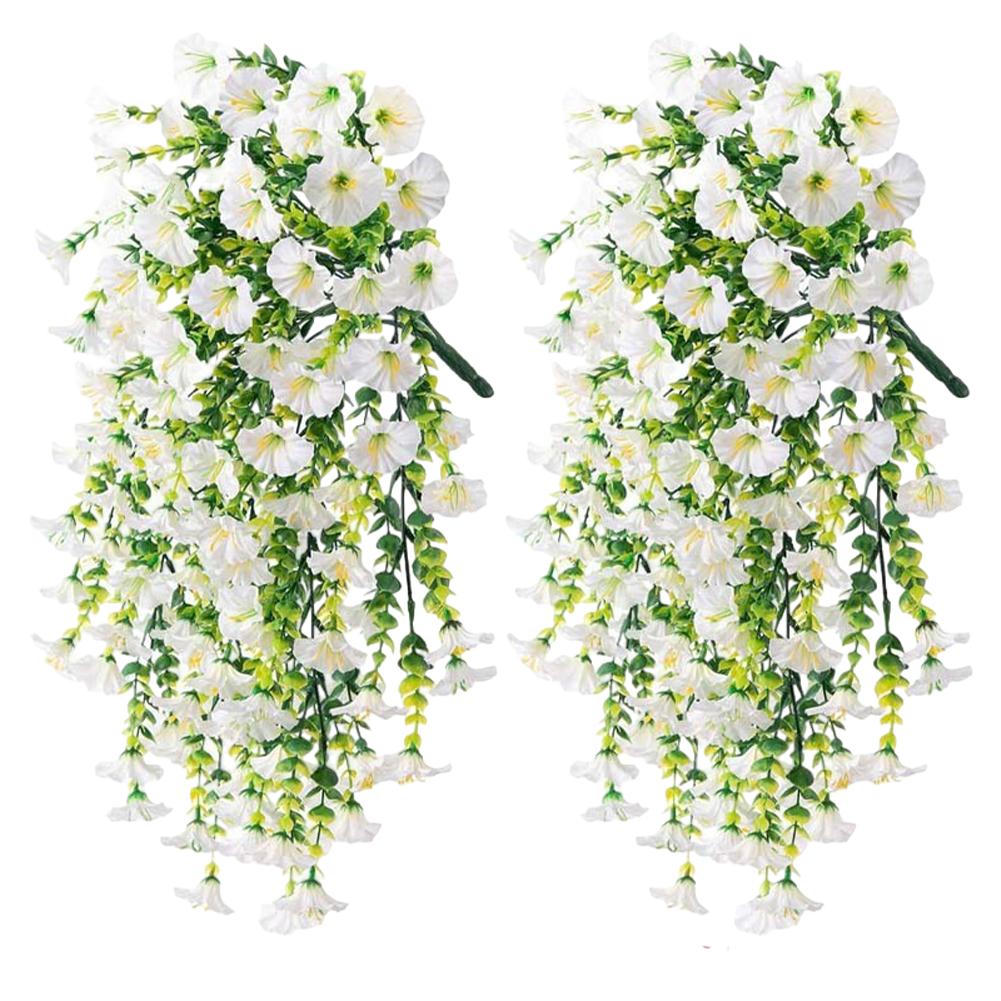 2/4Pcs UV-Resistant Artificial Flowers Morning Glory Eucalyptus Hanging Flower Plants Wedding Home Outdoor Garden Decoration