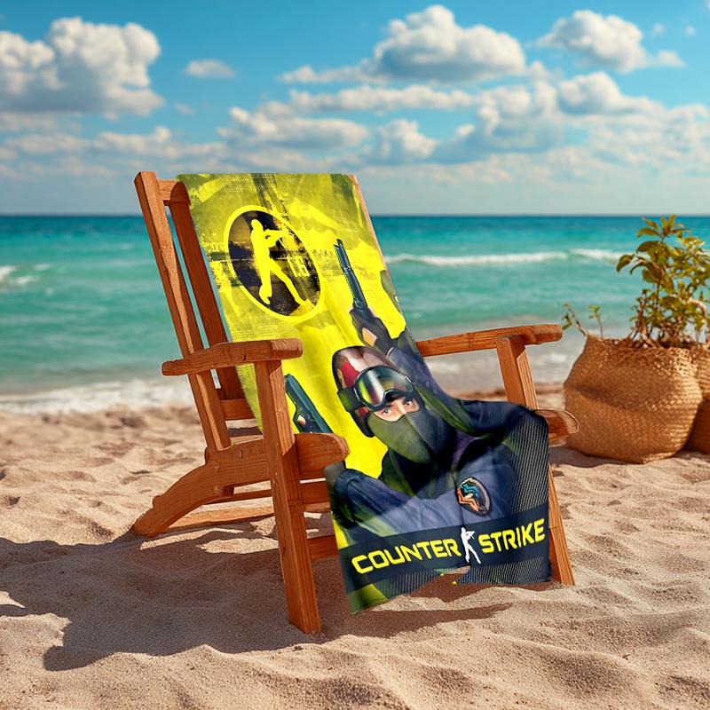 1pc CS Beach Towel, Comfortable and Thick, and Swimming/Bath/Picnic/Camping Towel, Suitable for Seaside Beaches