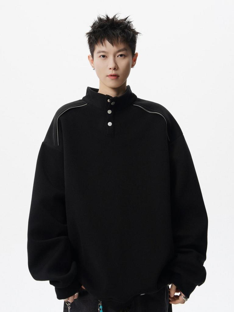 Men's Loose-Fit Streetwear Hoodie: High-End Patchwork Stand-Up Collar, Spring/Autumn Casual Jacket