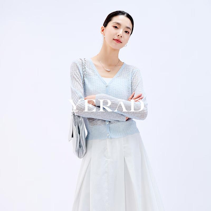 

YERAD Women s V-Neck Lightweight Openwork Knit Cardigan L