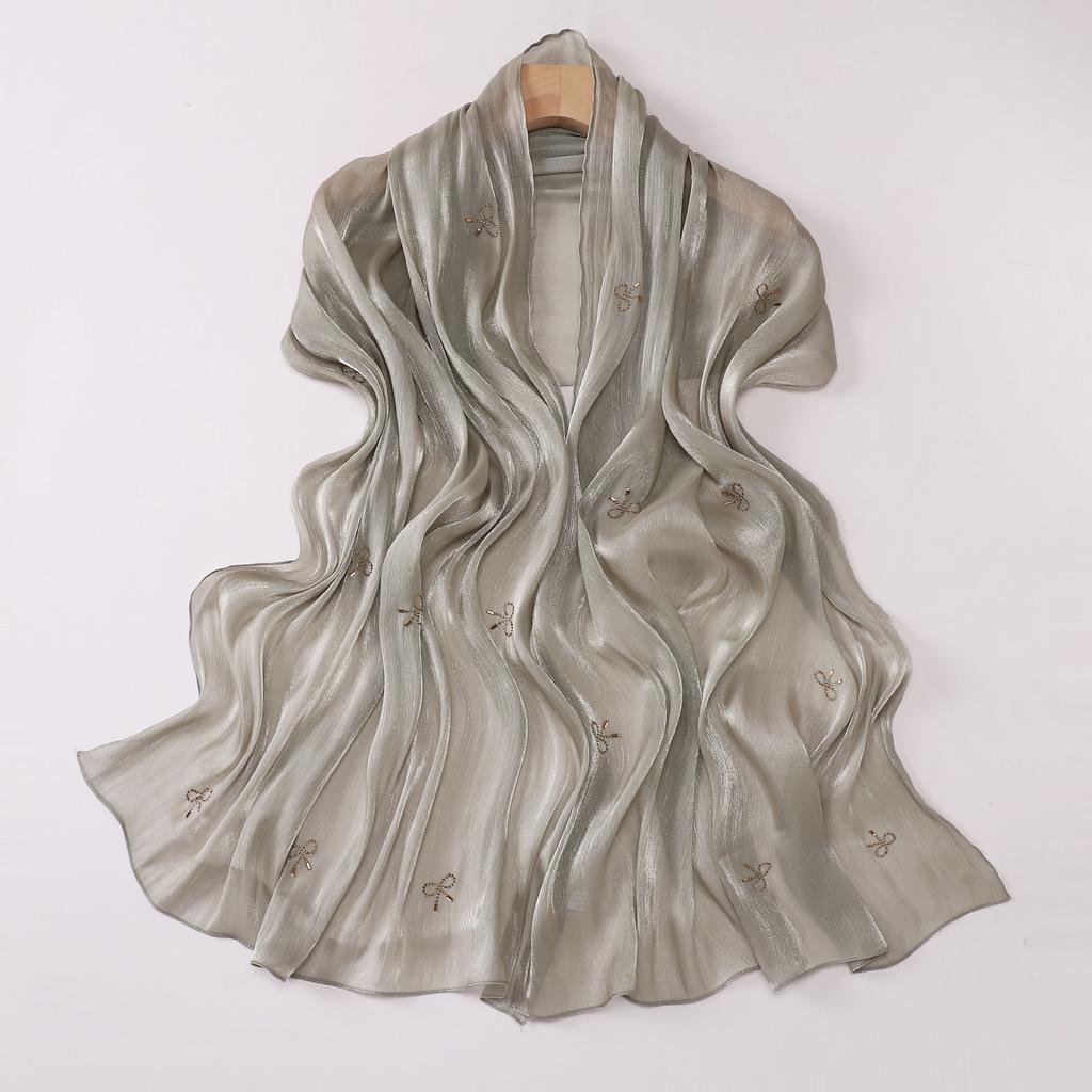 Shimmer Silk Hijab Scarf For Women Crinkle Hijabs  Diamond Luxury Medine Silk Veil Muslim Women Shiny Shawl Turban Bandana