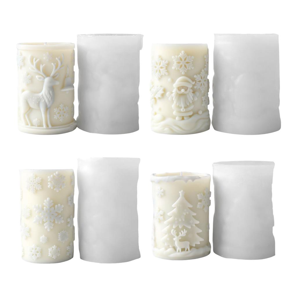 Christmas Candle Mould Silicone Molds Ornament Molds Castings Molds Snowflake Cylinder Plasters Molds Craft Supplies