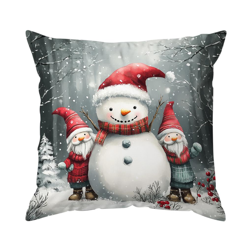 Christmas Snowman Cushions Pillowcase Polyester Cushion Cover Throw Pillow Sofa Decoration Pillowcover Home Car Sofa Decor