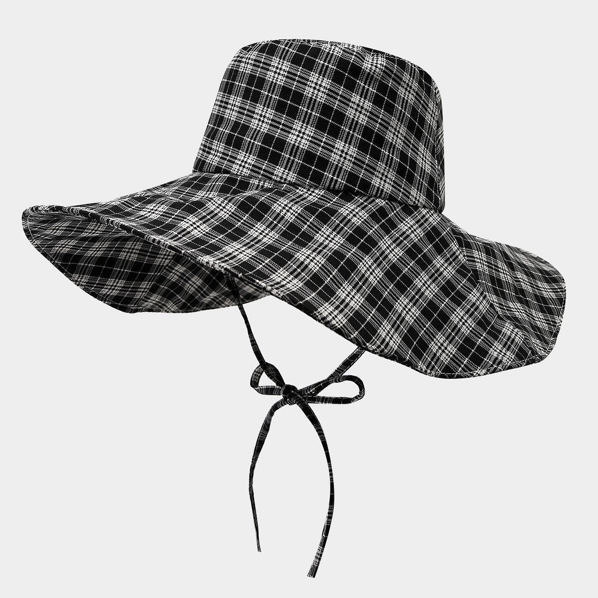 Freedom Outdoors Women's Orange Plaid Summer Hat Foldable Fisherman Cap With Large Brim For Sunscreen Outdoor Travel Beach Sunshade 56-58Cm