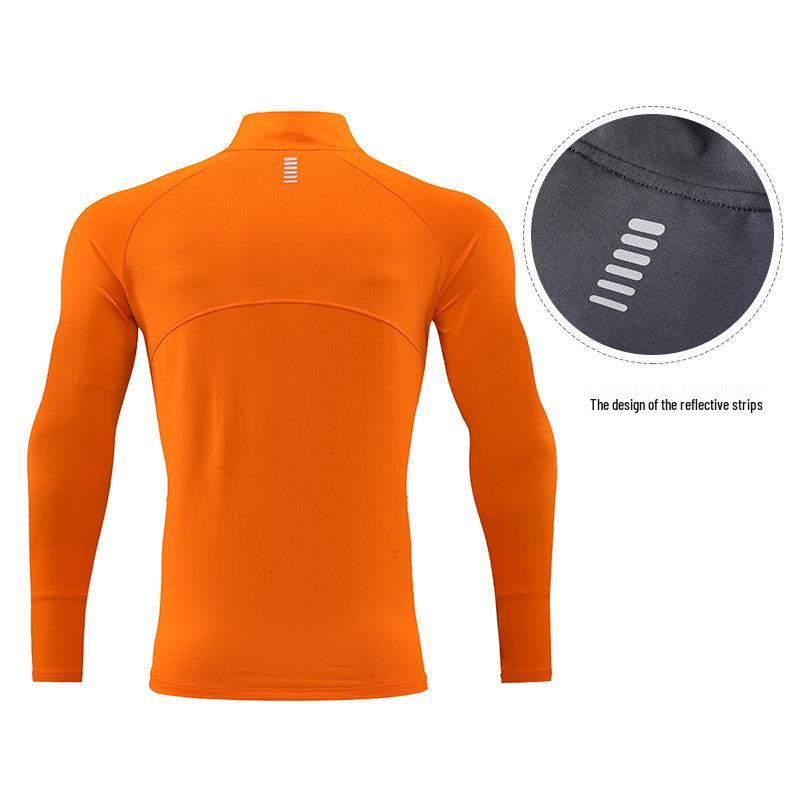 Men's Quick-Dry Reflective Long Sleeve Zip-Up Running Top