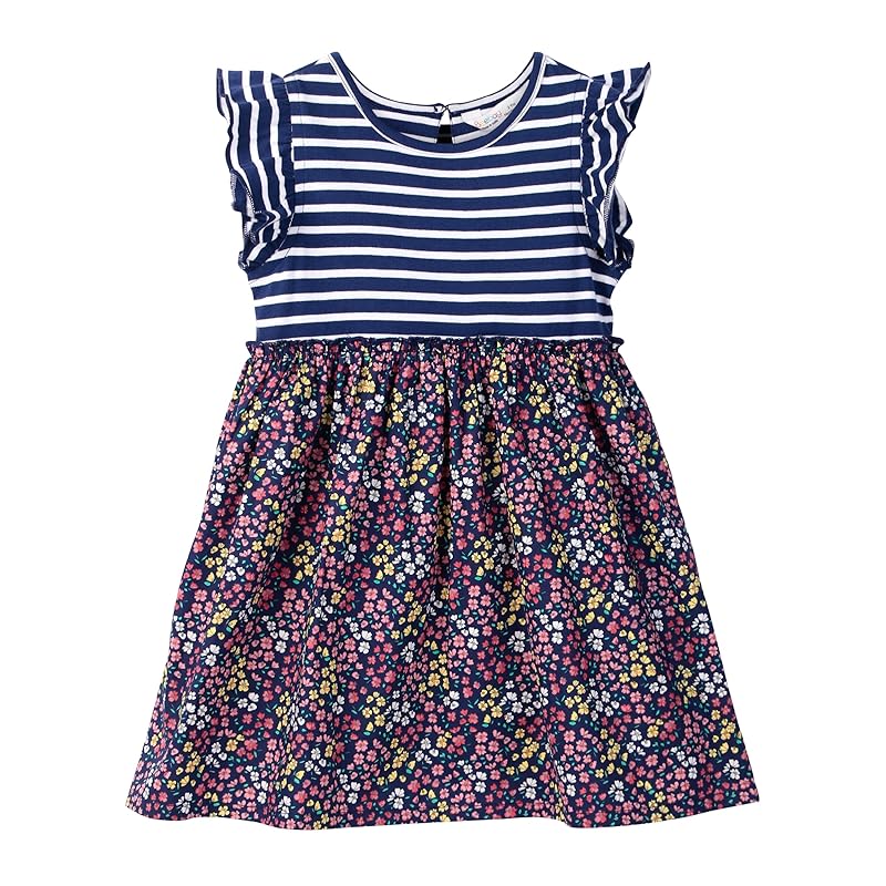 MIX-MEDIA RUFFLE SLEEVE DRESS NAVY 6-12 Months тёмно-синий