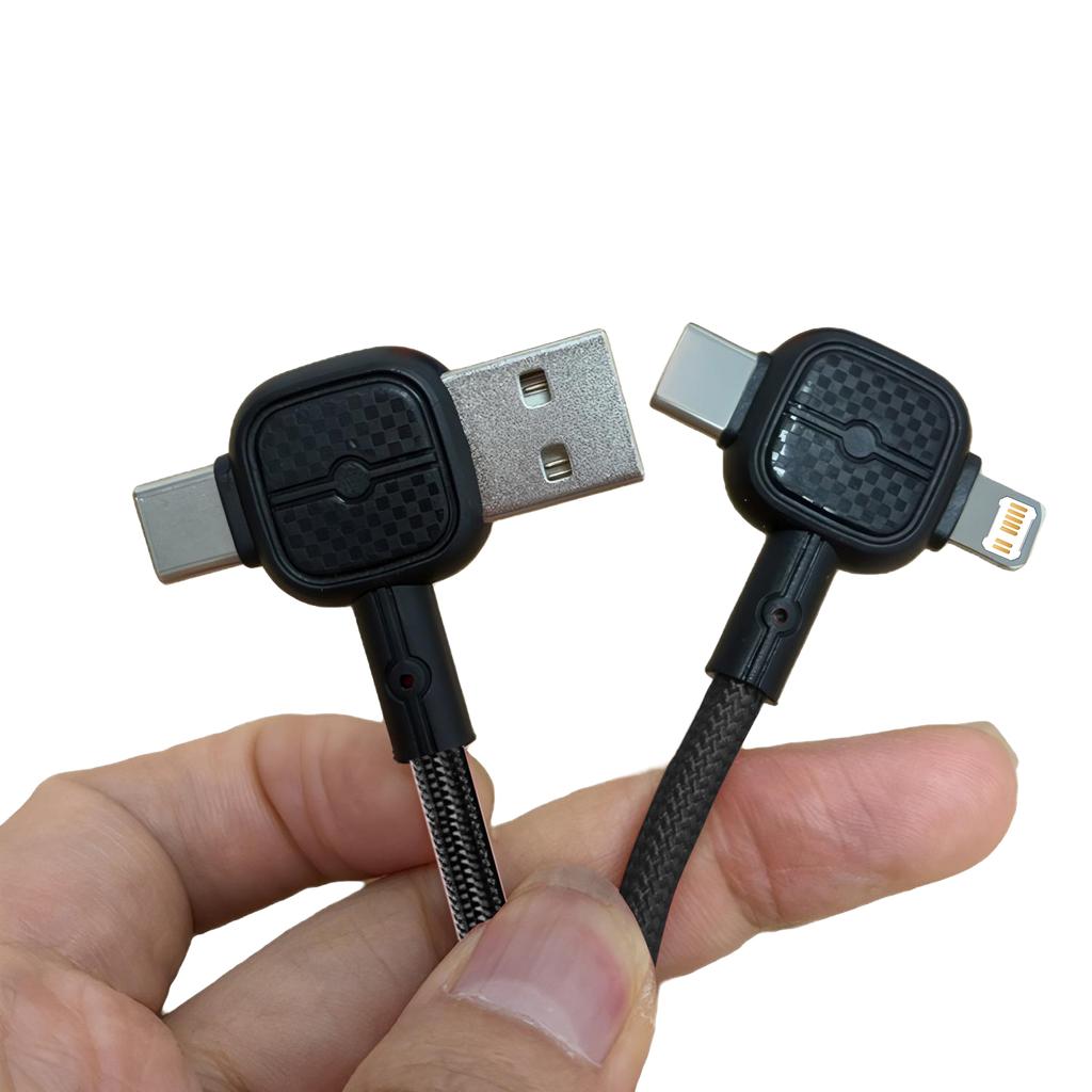 Multi-Function Dual-Input PD Four-In-One Charging Cable USB/Type-C to L-Type Fast Charging Cable Vehicle-Mounted Cable