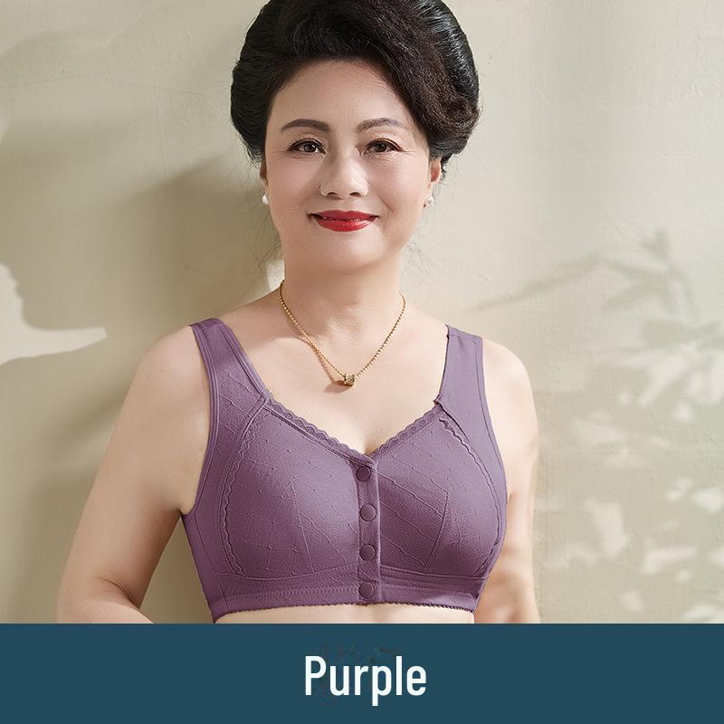 

Летний бюстгальтер для женщин среднего возраста: Бюстгальтер-жилет для мамы с пряжкой спереди, без стального кольца, большой и тонкий. 42/95 фиолетовый