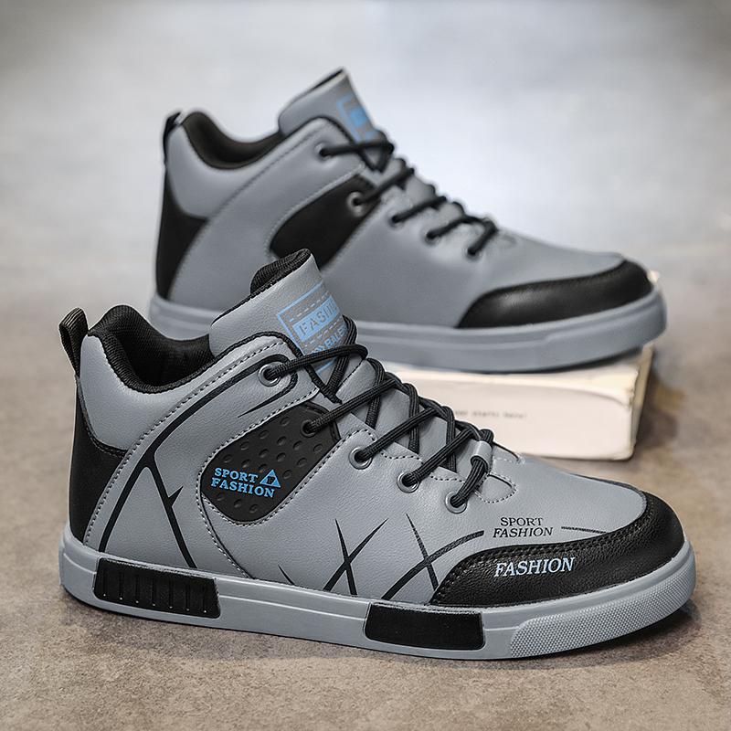 

Мужские осенне-зимние зимние ботинки, водонепроницаемые кожаные спортивные ботинки для сноуборда, брендовые модные походные ботинки, рабочая обувь с плоским дном 39 серый