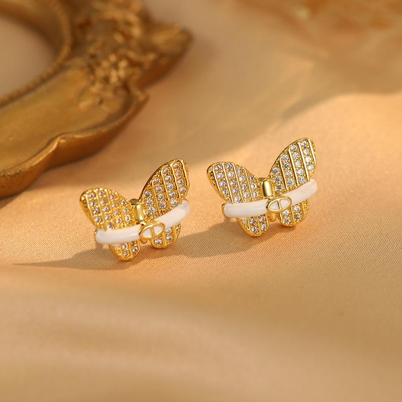 

Темпераментные легкие роскошные серьги-бабочки женские годовые нишевые дизайнерские серьги-гвоздики высокого класса модные универсальные серьги 18K