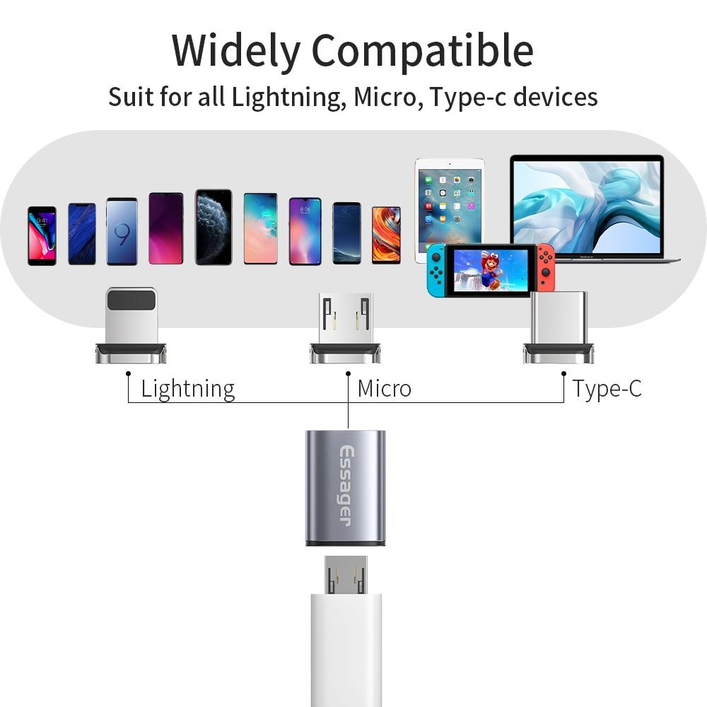 Magnetický adaptér Essager Micro USB Type C pro iPhone Samsung Xiaomi Micro Female To USB C Same Cable Konektor magnetu