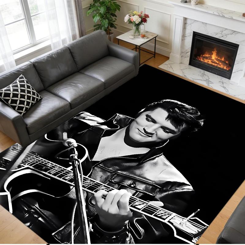 Tappeto Antiscivolo in Velluto di Cristallo, Tappeto con Design di Elvis Presley per Interni Soggiorno Camera da Letto Decorazione Casa