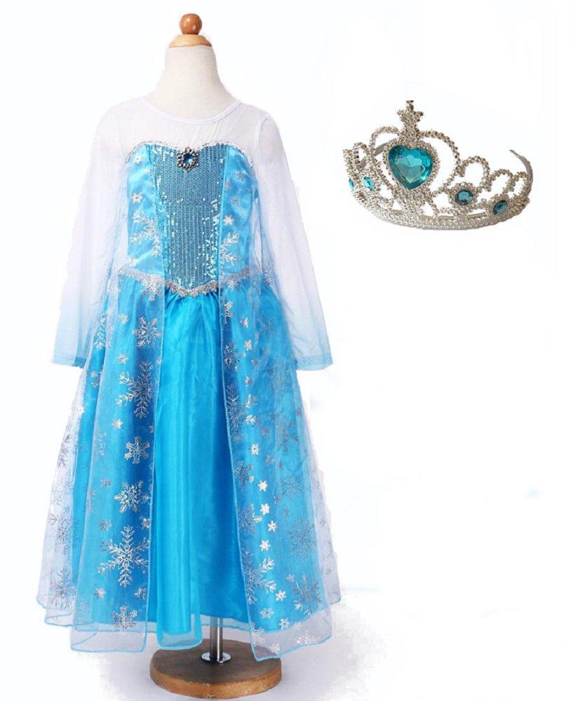 

Frozen Elsa Cosplay Set Kids Costume Girls 130cm (Dress, Cloak, Dress, Tiara)