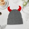 Devil Horn Winter Hat for Adult Handwoven Stretchy Caps Outdoor Activity Hat for Skiing Knitted Skull Hat Cool Accessory