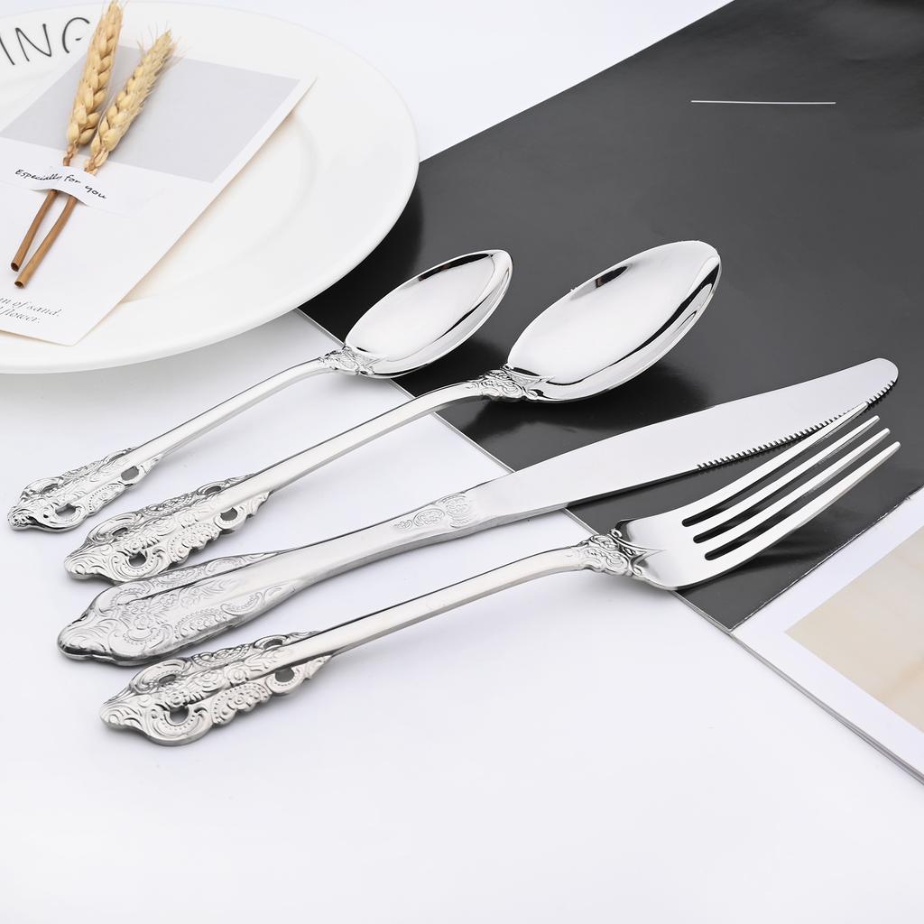 Royal 4 pçs prata talheres talheres vintage 18/10 talheres de aço inoxidável casa festa de casamento jantar cozinha restaurante presente