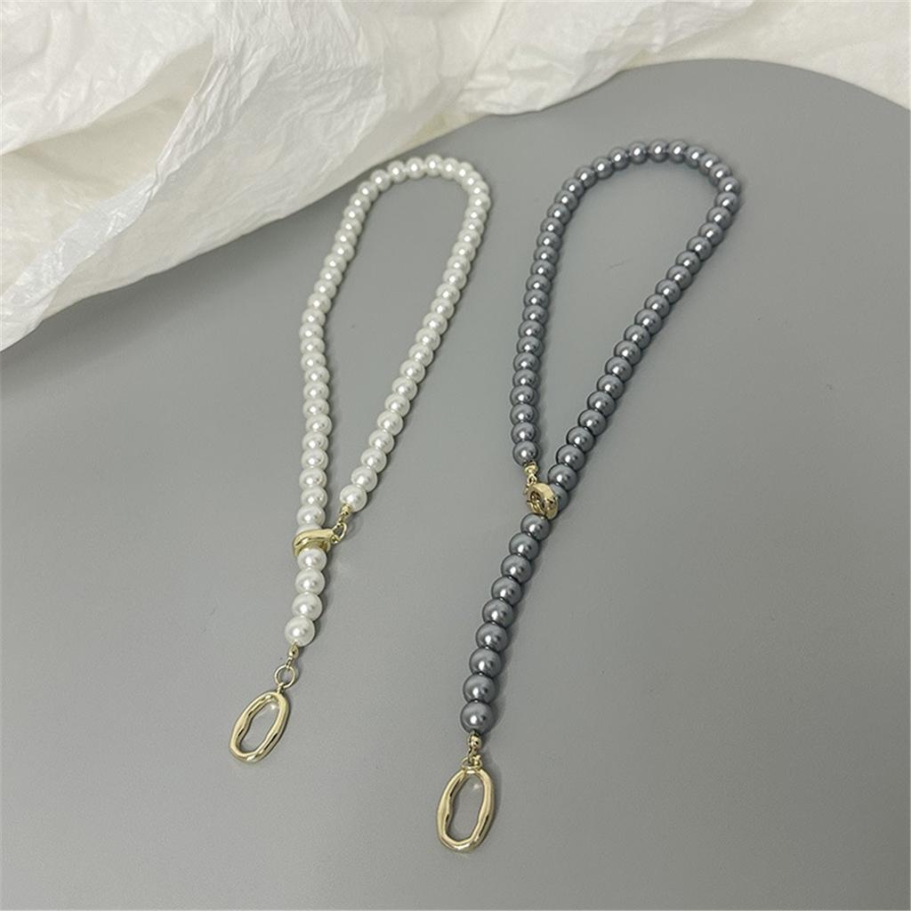 Tooxika French Retro Light Luxury Niche Grey Pearl Necklace Simple Personality Jumper Chain Female