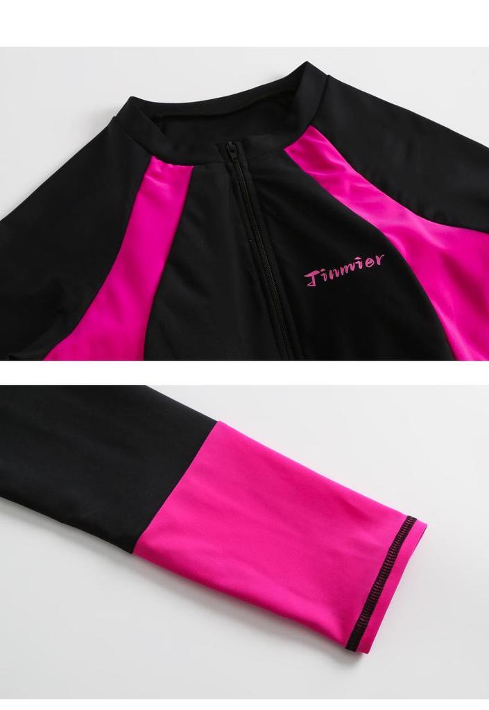 Women's Long Sleeve One-Piece Skirted Swimsuit - Warm, Quick-Dry Jellyfish Dive Suit for Winter & Hot Spring.