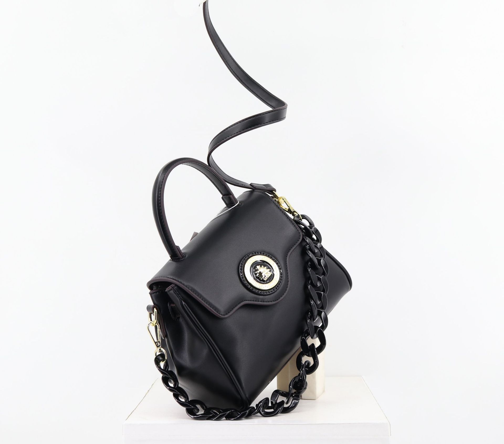 

Women S Bag Acrylic Chain Bag Textured Handbag Women S Handbag Bucket 26*16*20CM чорний