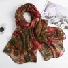 180cm Long Floral Cotton and Linen Scarf for Women, Thin and Soft, Versatile Silk Scarf for All Seasons