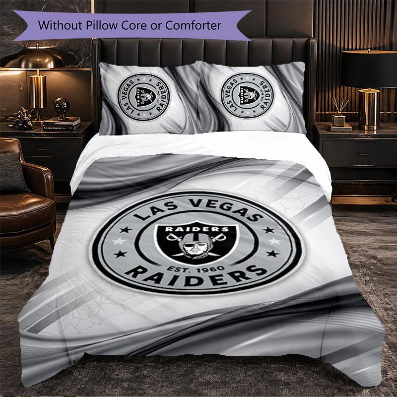 Set Biancheria da Letto 3 Pezzi in Microfibra con Motivo Las Vegas Raiders Decorazione Copripiumino per Camera da Letto Uso Domestico