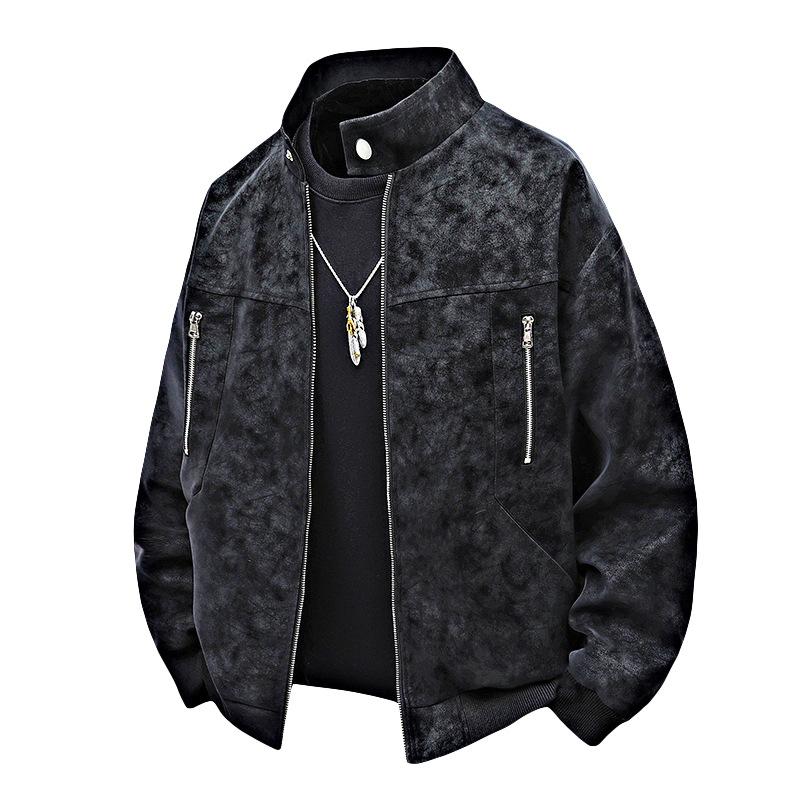Cosy Up Retro PU Lederjacke Fat Plus Size Plus Fat Loose Casual Zipper Jacke Herren