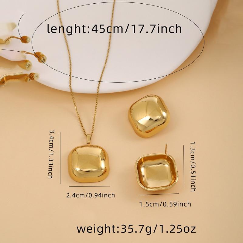 European and American Exquisite Irregular Luxury Creative Polygonal Geometric Leaf Texture Flower Love Earrings Necklace Set